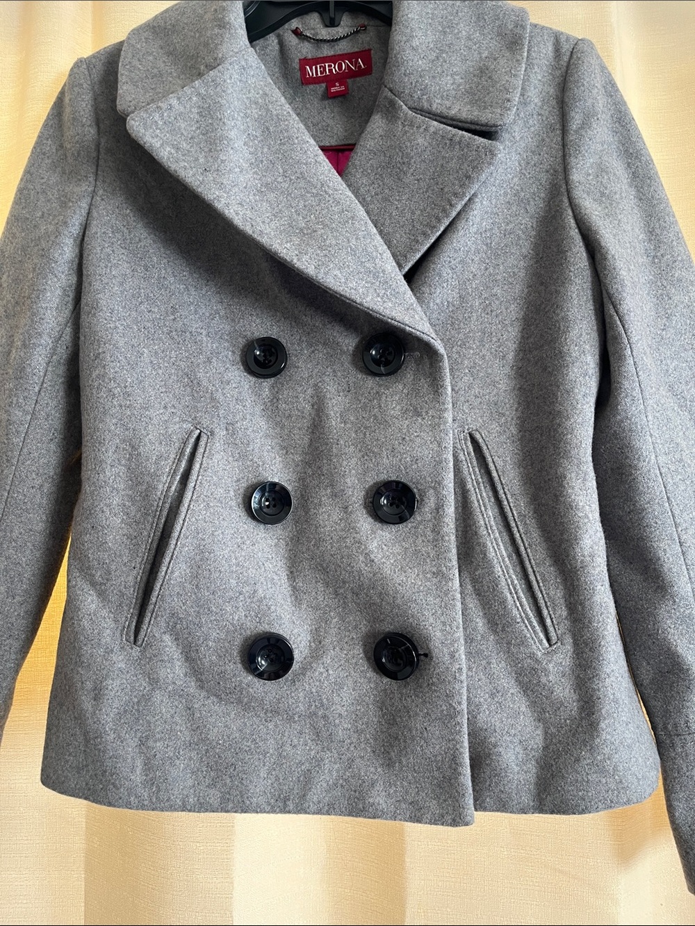 Women’s Merona Charcoal Gray Double-Breasted Pea Coat - Picture 2 of 10